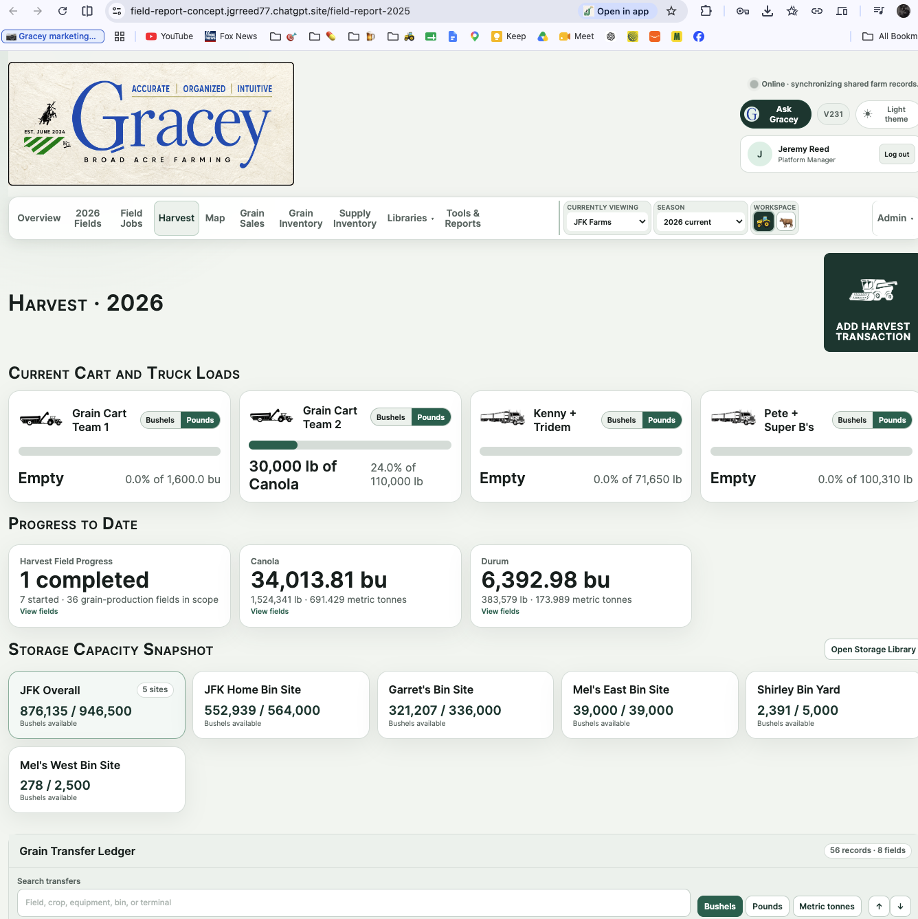 Gracey Broadacre Farming: Harvest operations